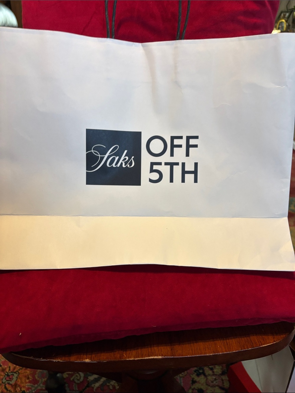 The Sak White and Navy Paper Shopping Bag